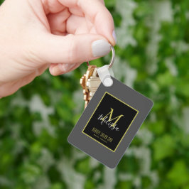Grått Guld Beauty Salon SPA Monogram Nyckelring