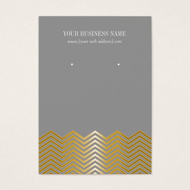 Grått Guld Chevron Anpassningsbar Earring Card Visitkort (Framsidan)
