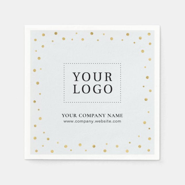 Grått & Guld confetti Business Promotional Logotyp Pappersservett (Framsidan)