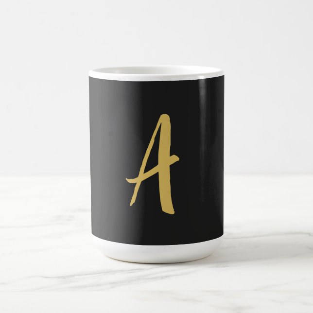 Grått Guld Färg Monogram Professionell Calligrafi Kaffemugg (Center)