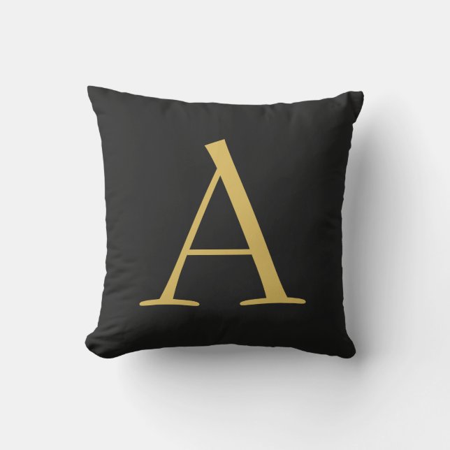 Grått Guld Färg Monogram Professionell Kudde (Framsida)
