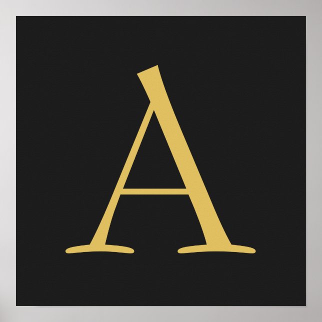 Grått Guld Färg Monogram Professionell Poster (Framsidan)