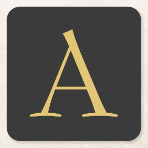 Grått Guld Färg Monogram Professionell Underlägg Papper Kvadrat