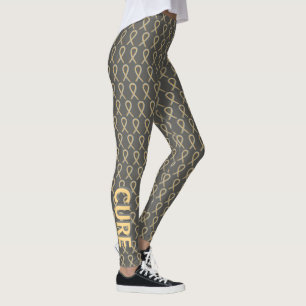 Grått & Guld medvetandegöra Band Hope & Cure Leg Leggings