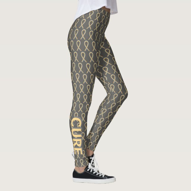 Grått & Guld medvetandegöra Band Hope & Cure Leggi Leggings (Höger)