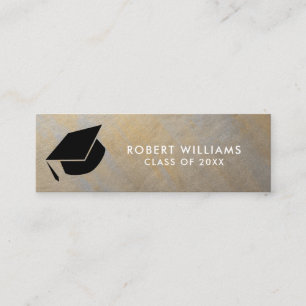 Grått Guld Metallisk Grad Cap Studenten Mini Visitkort