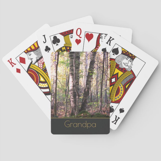 Grått Guld och White Birch Träd Casinokort (Baksidan)