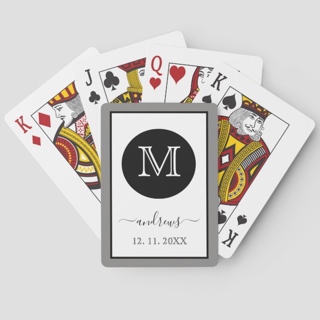 Grått Guld Personlig Monogram och Namn, uppspelnin Casinokort (Baksidan)