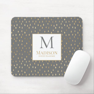 Grått Guld RainDrop Modern Trendig Monogram Musmatta