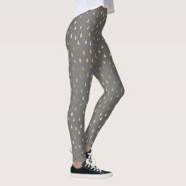 Grått Guld RainDrop Modern Trendig Yoga Leggings