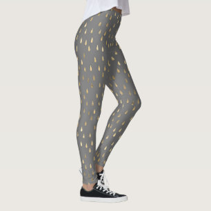 Grått Guld RainDrop Modern Trendig Yoga Leggings