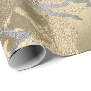 Grått Guld Rosa Silver Marble Shiny Metallic Strok Presentpapper