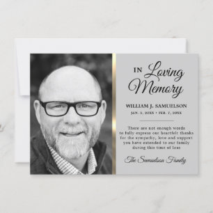 Grått Guld Sympathy Funeral Memory TACK Photo Kort