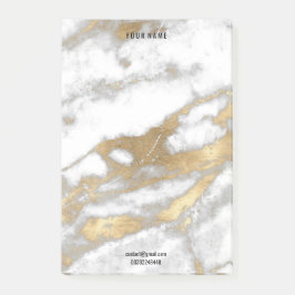 Grått Guld White Marble Stone Namn Adress Lux Post-it Block