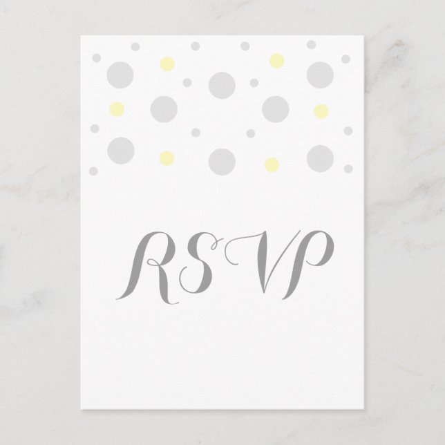 Grått Gult Confetti Response Postcard Inbjudan Vykort (Framsida)