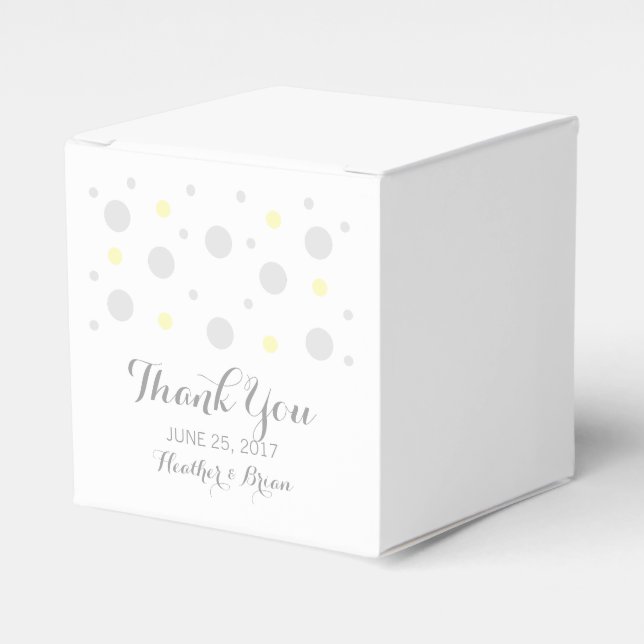 Grått Gult Confetti Wedding Favor Boxes Presentaskar (Framsidan Sidan)