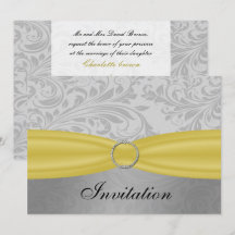 Grått Gult FAUX ribbon diamante-låsbeslag Bröllop