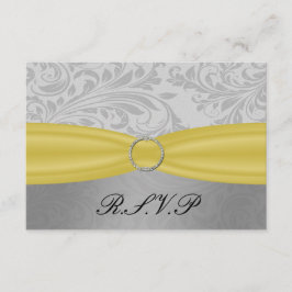 Grått Gult FAUX ribbon diamante-låsbeslag Bröllop OSA Kort