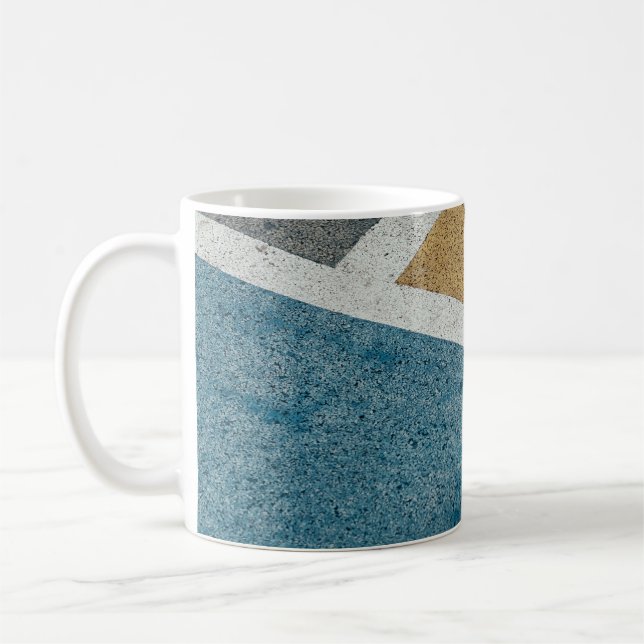 Grått, gult och beläggning av blybeläggning kaffemugg (Vänster)