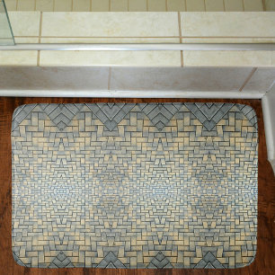 Grått Gult och Blek Blue Mosaic Brick Badrumsmatta