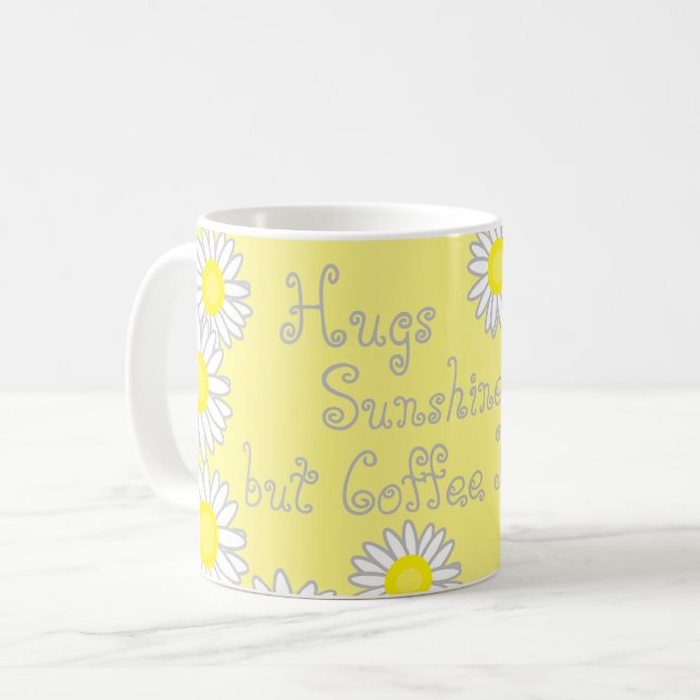 Grått Gult och Vit Daisy Roligt, sätning Kaffemugg (Framsida vänster)