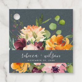 GRÅTT  GULT ORANGE BLOMMIGT BUNCH BRÖLLOP GÅVOR ETIKETTER