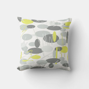 Grått Gult Oval Shape Spot Mönster Cushion Pillow Kudde