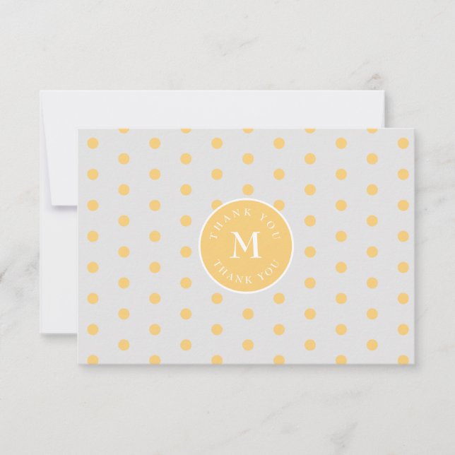 Grått Gult Polka - prima tack, ditt kort (Framsida)