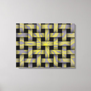 Grått Gult Star Graphic Weave Mönster Canvas Art