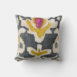 Grått & Gult Tribal Ikat Kudde