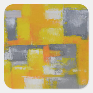 grått gult, vit abstrakt konsmålning fyrkantigt klistermärke