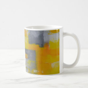 grått gult, vit abstrakt konsmålning kaffemugg