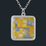 grått gult, vit abstrakt konsmålning silverpläterat halsband<br><div class="desc">grått gult,  vit abstrakt konsmålning</div>