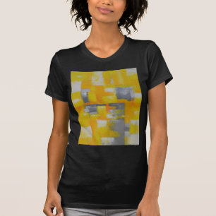 grått gult, vit abstrakt konsmålning t shirt