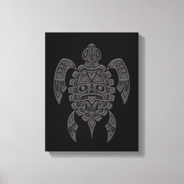 Grått Haida Spirit Sea Turtle på Black Canvastryck
