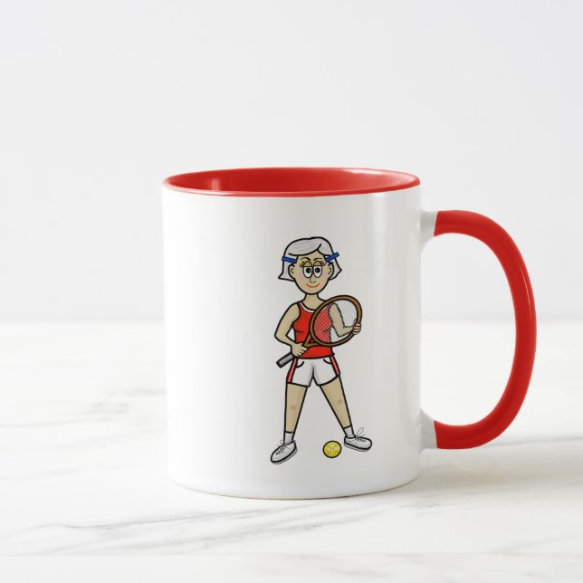 Grått Hair Female Tennis Mugg (Höger)