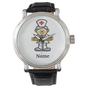 Grått Hair Male Nurse Watch Anpassa det! Armbandsur