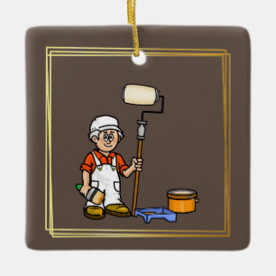 Grått Hair Older Male House Painter Ornament