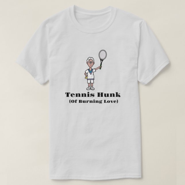 Grått Hair Tennis Hunk T-Shirt (Design framsida)