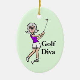 Grått Hair Woman Golfer Ornament