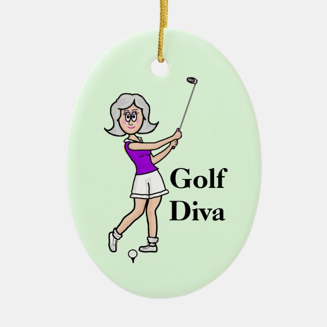 Grått Hair Woman Golfer Ornament (Framsidan)