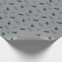 Grått - Halloween Mönster Gift Wrap 💀 Presentpapper