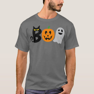 grått-halloween-spöke med svart katt t shirt