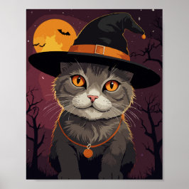 Grått hallowen cat poster