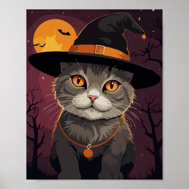 Grått hallowen cat poster (Framsidan)