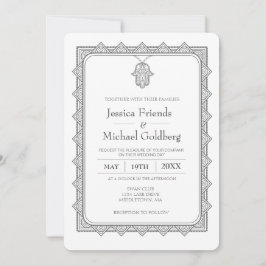 grått hamsa-inbjudan till geometrisk bröllopsinbju inbjudningar