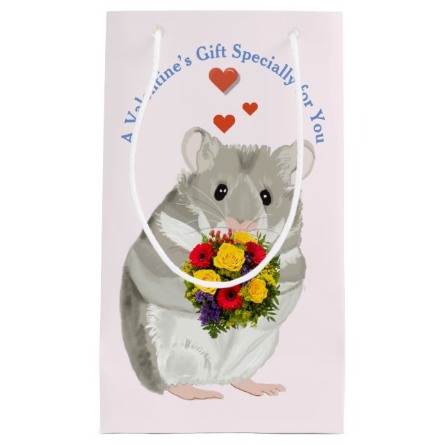 Grått Hamster med en bouquet-redigerbar Alla hjärt (Framsidan)
