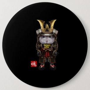 Grått Hamster med japanska samurai Knapp