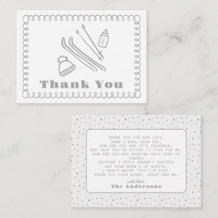 Grått Hand-Drawn Après Bébé Baby Shower Tack Anteckningskort