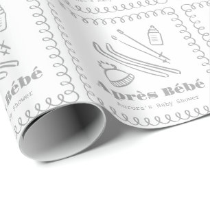 Grått Hand-Drawn Après Bébé Boy Shower Presentpapper